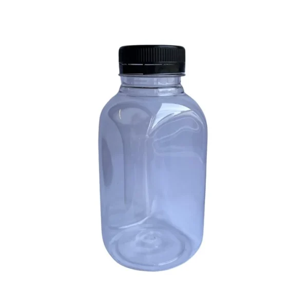 Plastik Köşeli Şeffaf Şişe Kapaklı 330 ml 250 Adet